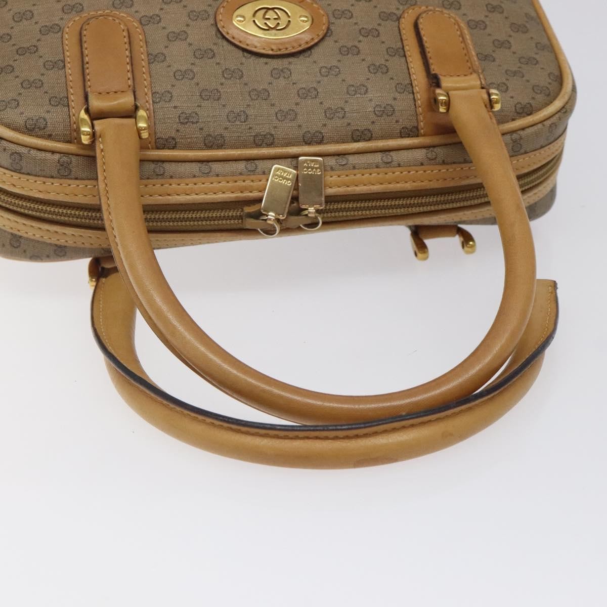 Gucci GUCCI Micro GG Supreme Hand Bag PVC Beige Gold 000 39 0030 Authentic BA2146