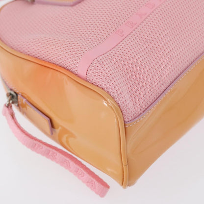 Prada PRADA Hand Bag Canvas Pink Silver Authentic 172212