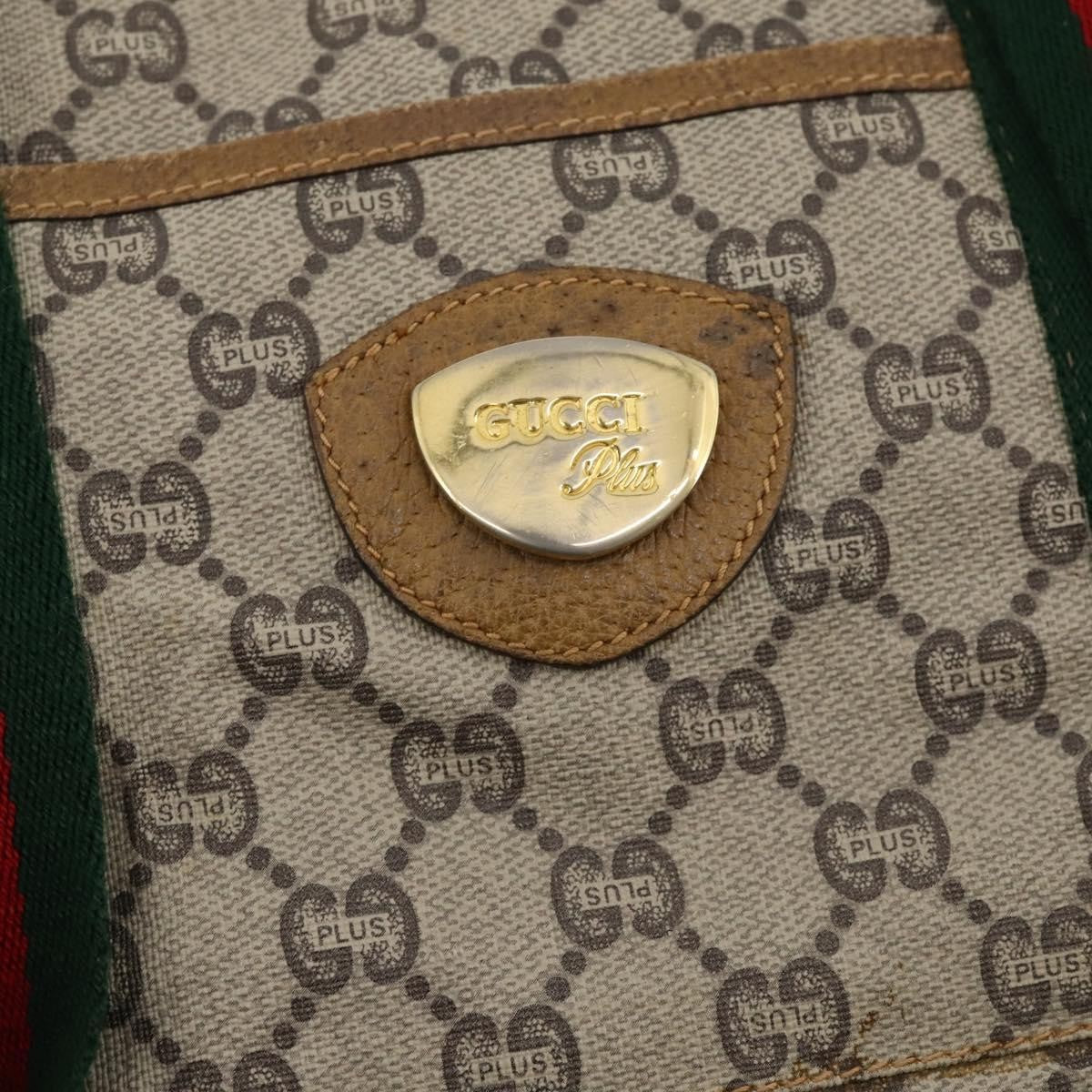 Gucci GUCCI GG Plus Supreme Web Sherry Line Boston Bag PVC Beige Authentic 173664