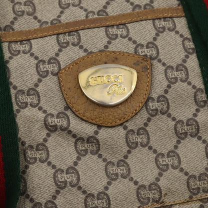 Gucci GUCCI GG Plus Supreme Web Sherry Line Boston Bag PVC Beige Authentic 173664