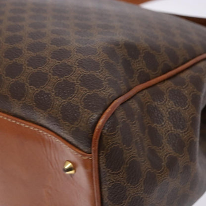 Celine CELINE Macadam Canvas Hand Bag PVC Leather Brown Gold Authentic bs28733