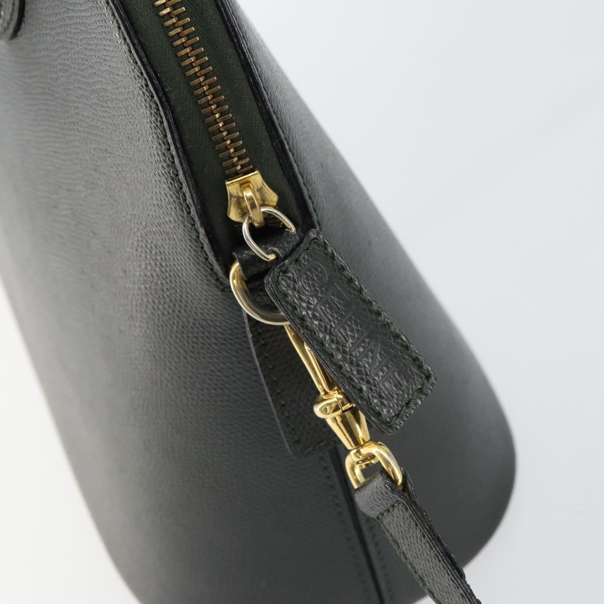 Celine CELINE Hand Bag Leather 2way Green Gold Authentic 161118
