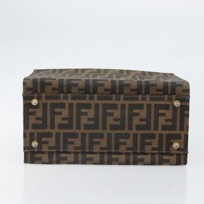 Fendi FENDI Zucca Canvas Vanity Hand Bag Black Brown Authentic 169044