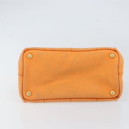Prada PRADA Canapa PM Hand Bag Canvas Orange Gold Authentic 164219