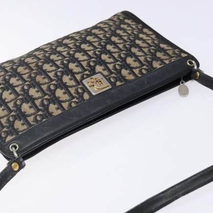 Dior Christian Dior Trotter Canvas Shoulder Bag Navy Gold Authentic 141525