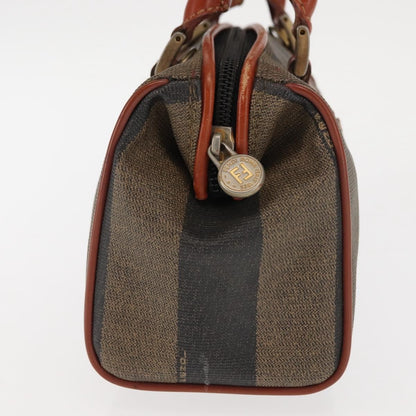 Fendi FENDI Pecan Canvas Hand Bag PVC Black Brown Authentic 146281