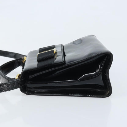 Salvatore Ferragamo Salvatore Ferragamo Vala Hand Bag Patent leather 2way Black Gold Authentic LNZ738