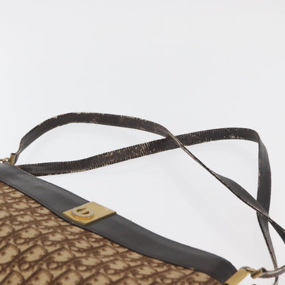Dior Christian Dior Trotter Canvas Shoulder Bag Brown Gold Authentic 178153