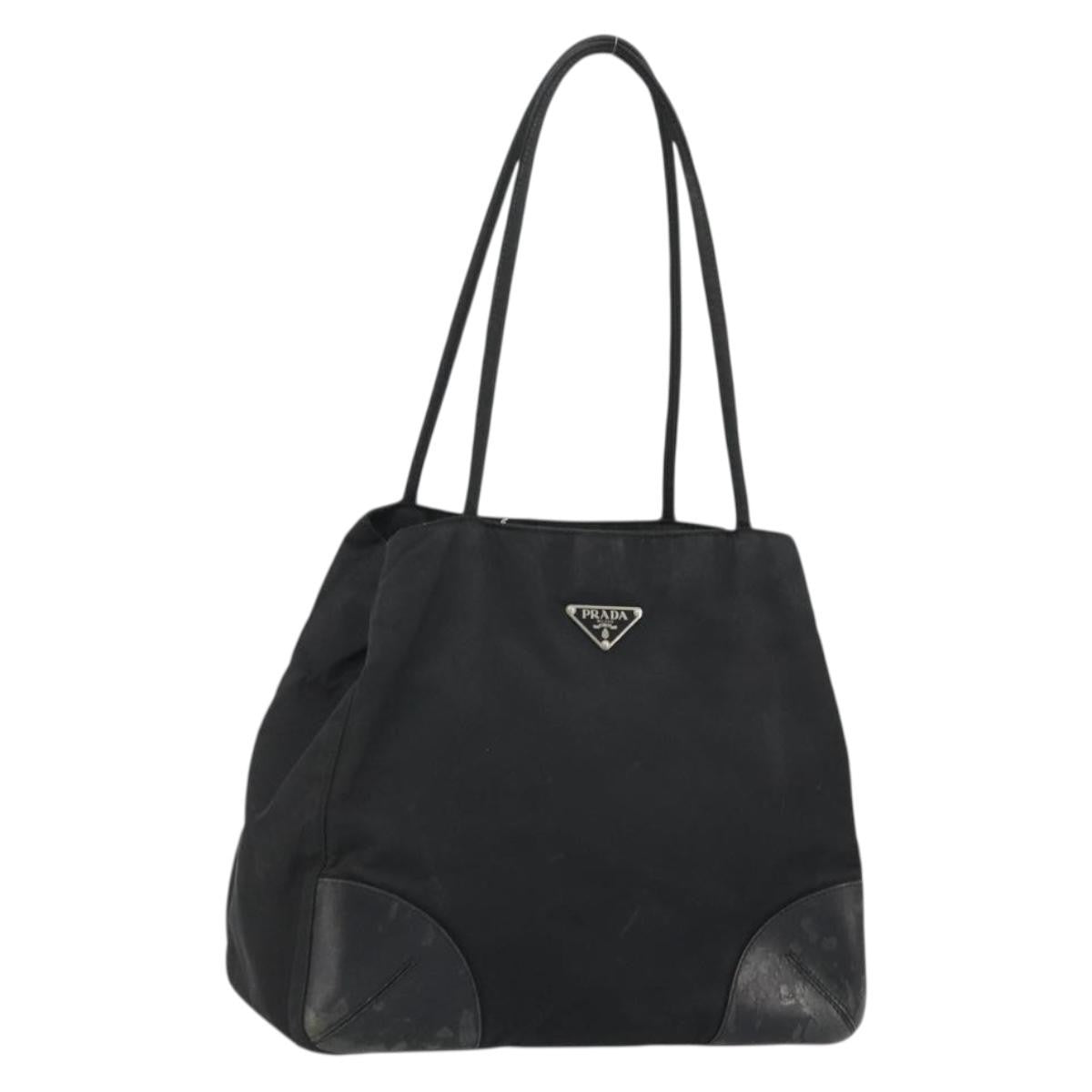 Prada PRADA Tote Bag Nylon Black Silver Authentic 175396