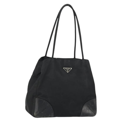 Prada PRADA Tote Bag Nylon Black Silver Authentic 175396