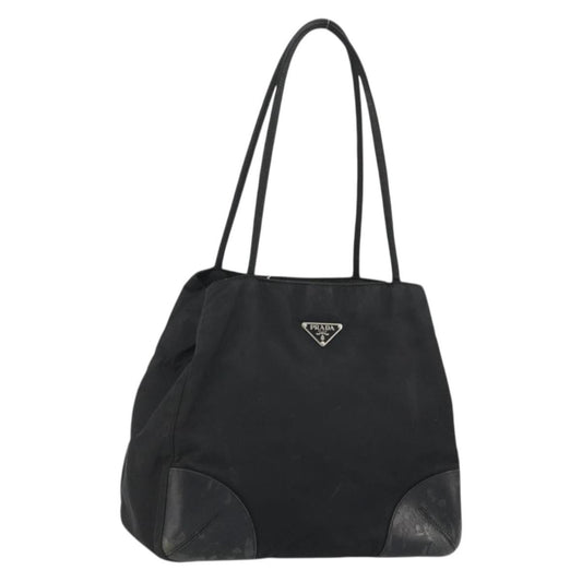 Prada PRADA Tote Bag Nylon Black Silver Authentic 175396