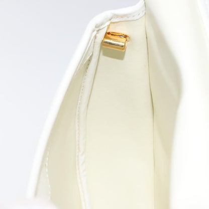 Dior Christian Dior Shoulder Bag Leather White Gold Authentic BA1797