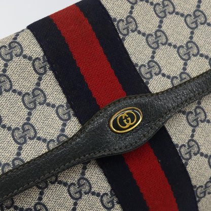 Gucci GUCCI GG Supreme Sherry Line Clutch Bag PVC Navy Red 84 01 007 Authentic 153350