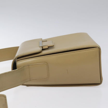 Saint Laurent SAINT LAURENT Shoulder Bag Leather Beige Silver Authentic bs23487