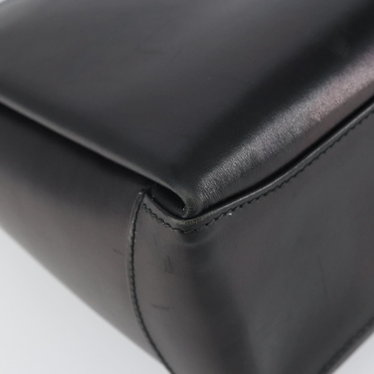 Gucci GUCCI Shoulder Bag Leather Black Gold Authentic mr1988