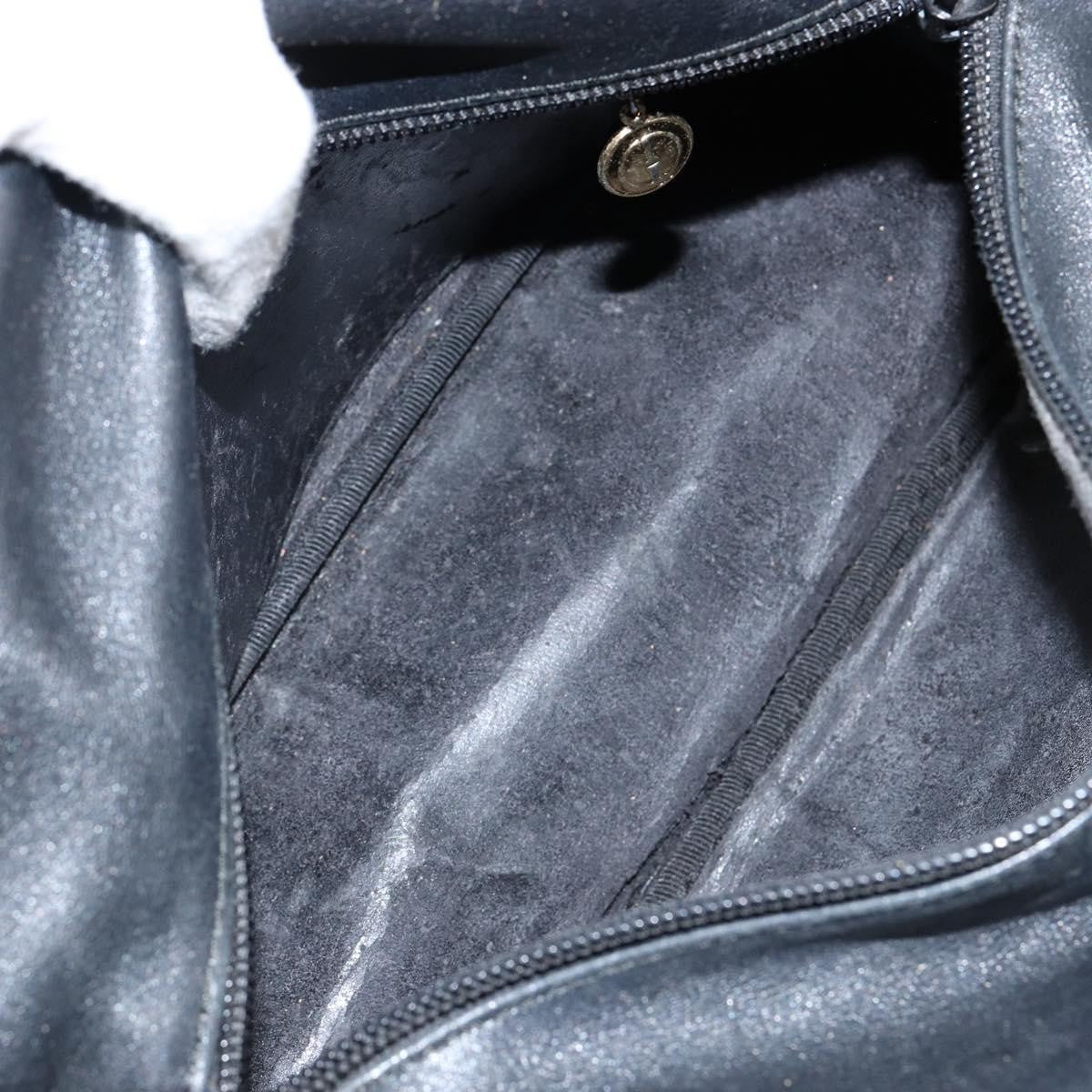 Gucci GUCCI Bamboo Hand Bag Leather Black Gold 000 2865 0575 Authentic 143348