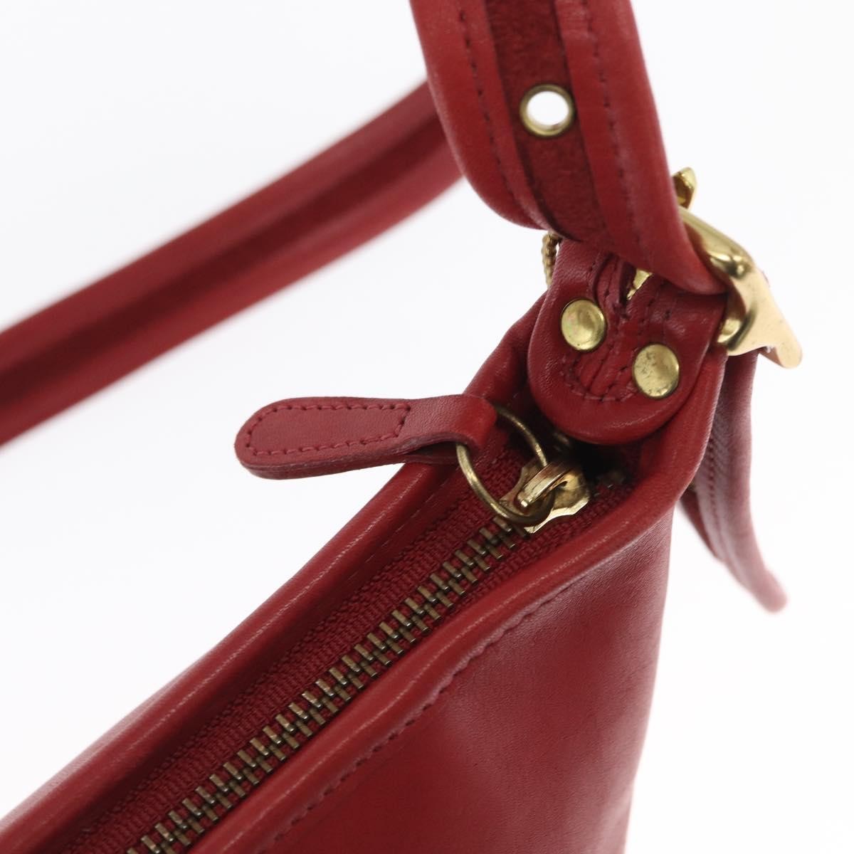 Coach Coach Shoulder Bag Leather Red Gold Authentic 162414