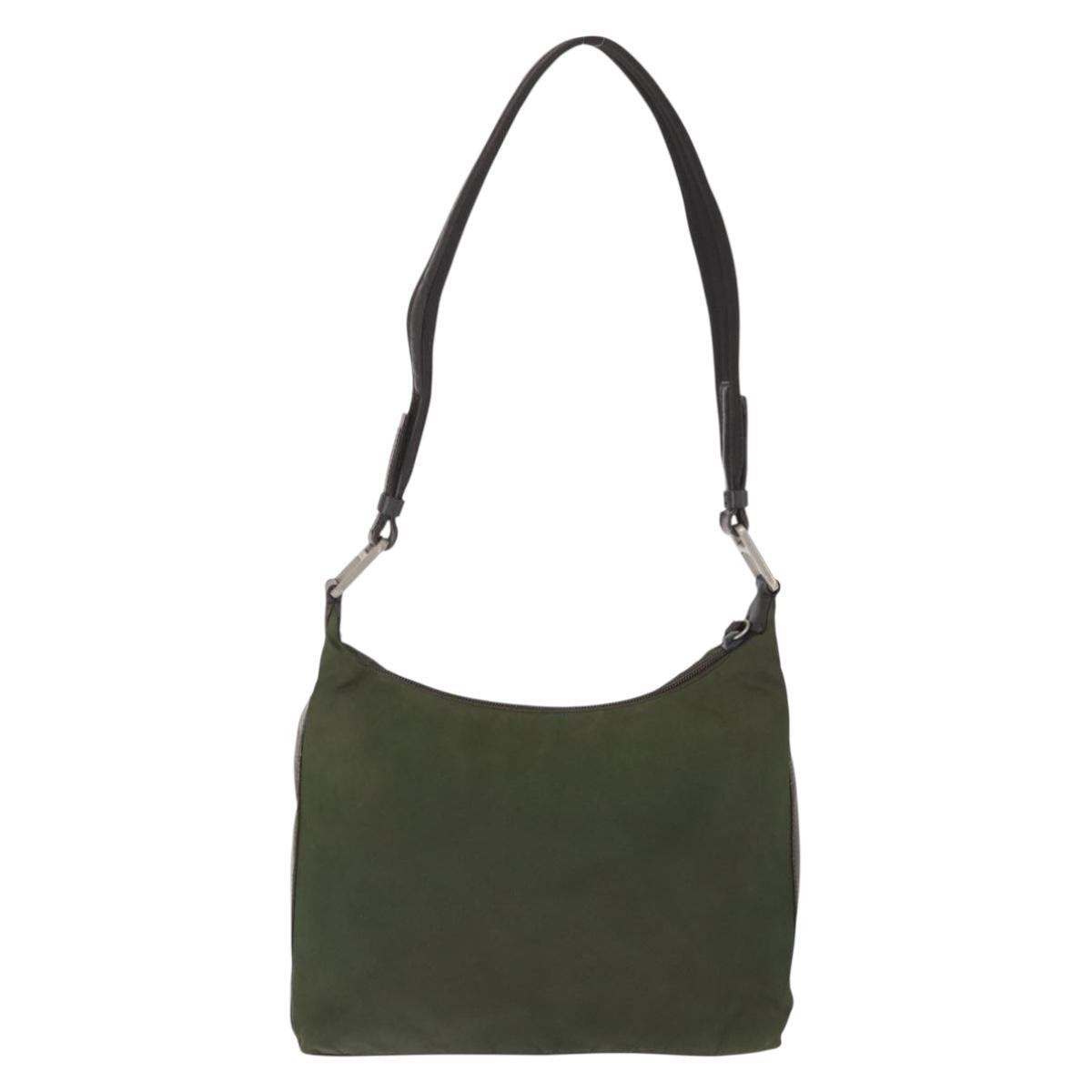 Prada PRADA Shoulder Bag Nylon Khaki Silver Authentic 165486