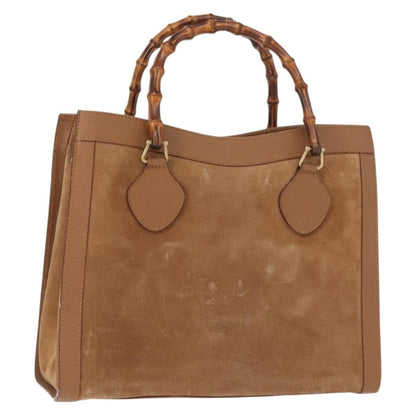 Gucci GUCCI Bamboo Hand Bag Suede Leather Beige Gold 002 123 0260 Authentic ep11567