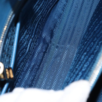 Prada PRADA Hand Bag Safiano leather Blue Gold Authentic fm4916