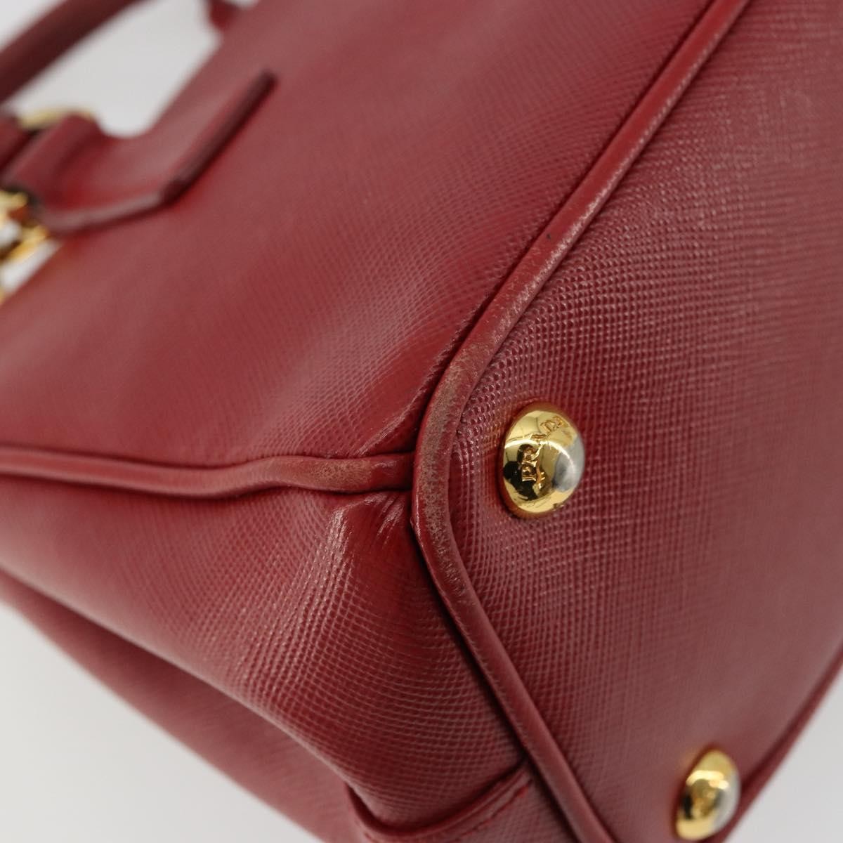 Prada PRADA Hand Bag Safiano leather 2way Red Gold Authentic 179933