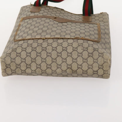 Gucci GUCCI GG Plus Supreme Web Sherry Line Tote Bag PVC 3 Set Beige Red Authentic BSZ437