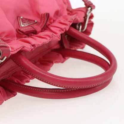 Prada PRADA Hand Bag Nylon 2way Pink Gold Authentic 159239