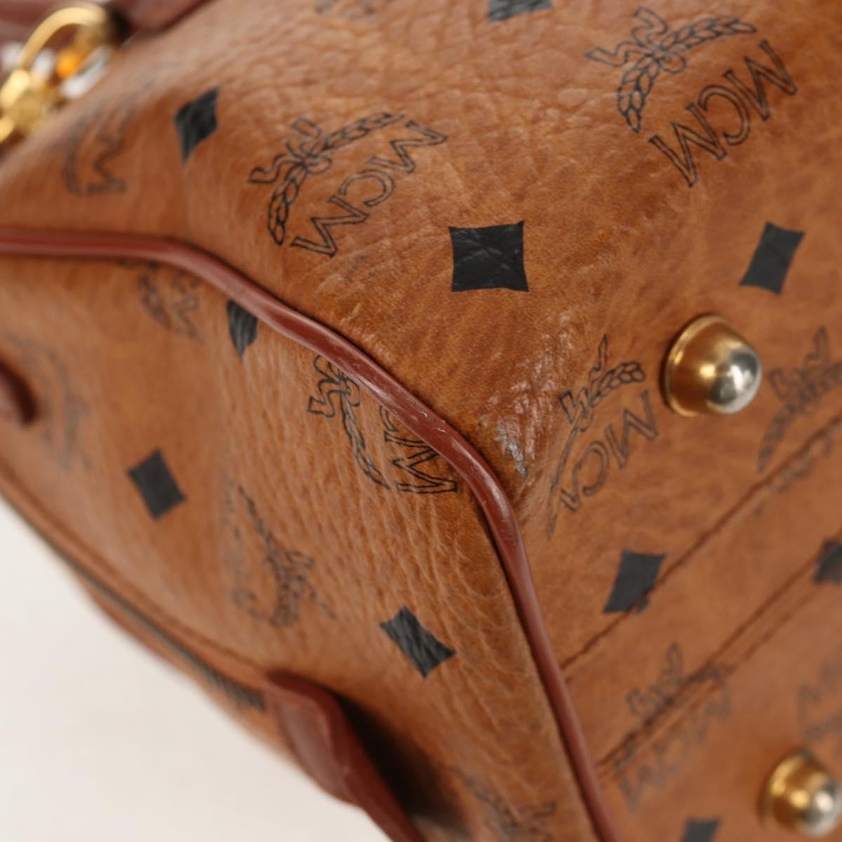 MCM MCM Logogram Vicetos Hand Bag PVC Leather 2way Brown Gold Authentic 158823