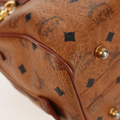 MCM MCM Logogram Vicetos Hand Bag PVC Leather 2way Brown Gold Authentic 158823