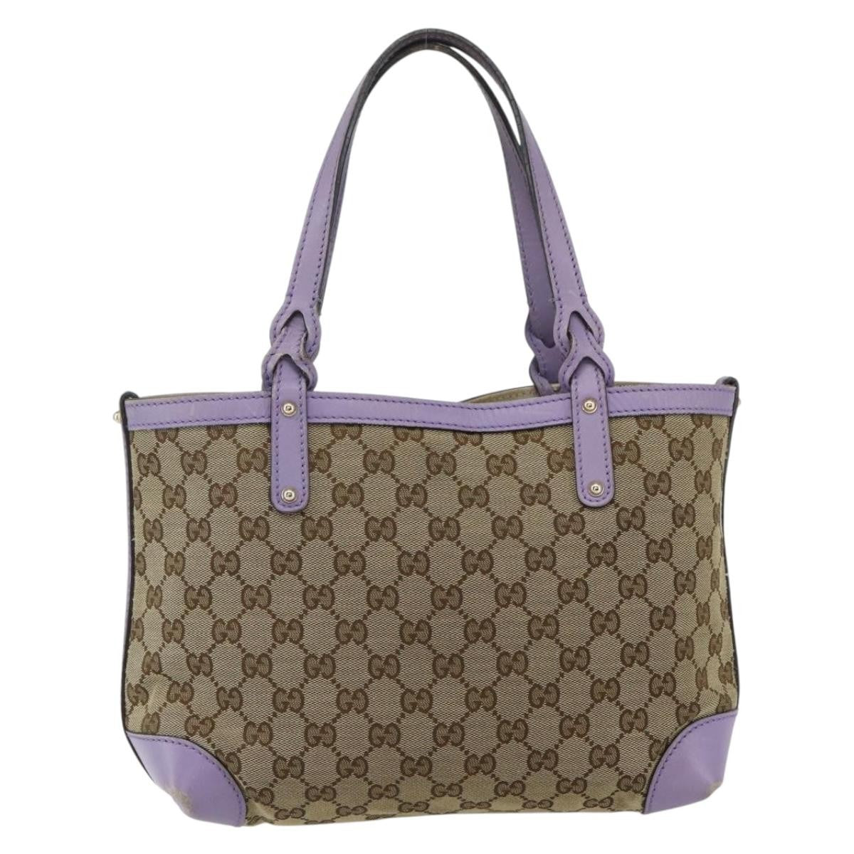 Gucci GUCCI GG Canvas Tote Bag Beige Gold 269878 Authentic ka541