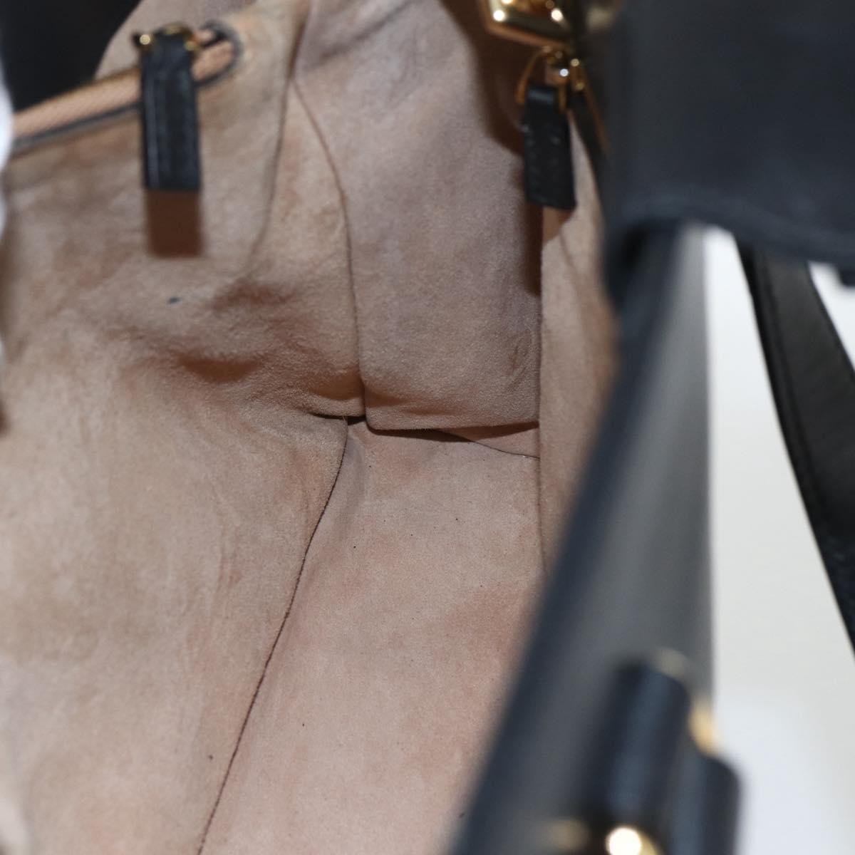 Gucci GUCCI Web Sherry Line Silvi Tote Bag Leather 2way Black Gold 453790 Authentic ki6344