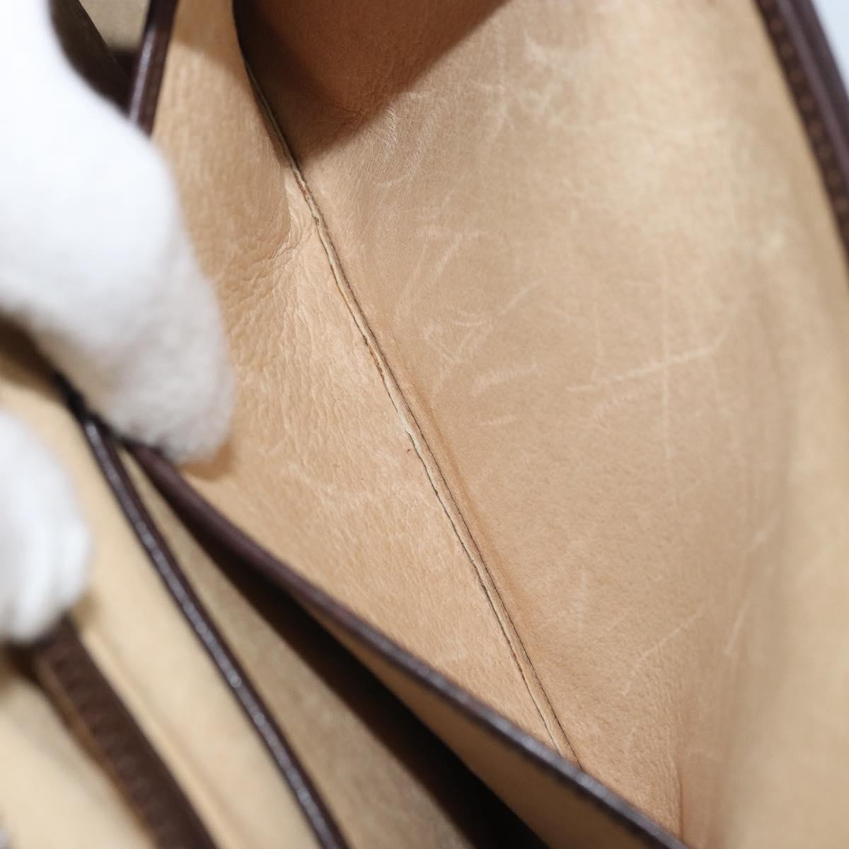 Gucci GUCCI Hand Bag Leather Brown Gold Authentic BAZ167
