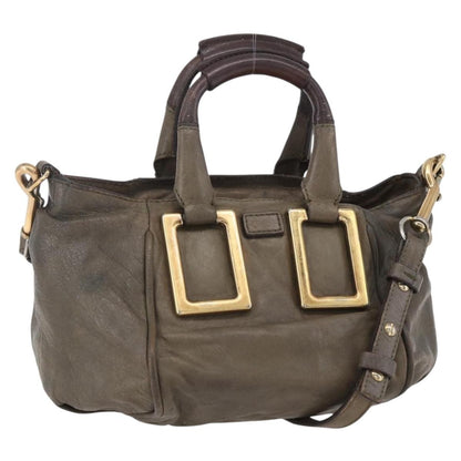 Chloé Chloé Chloe Etel Hand Bag Leather 2way Beige Gold Authentic bs30955