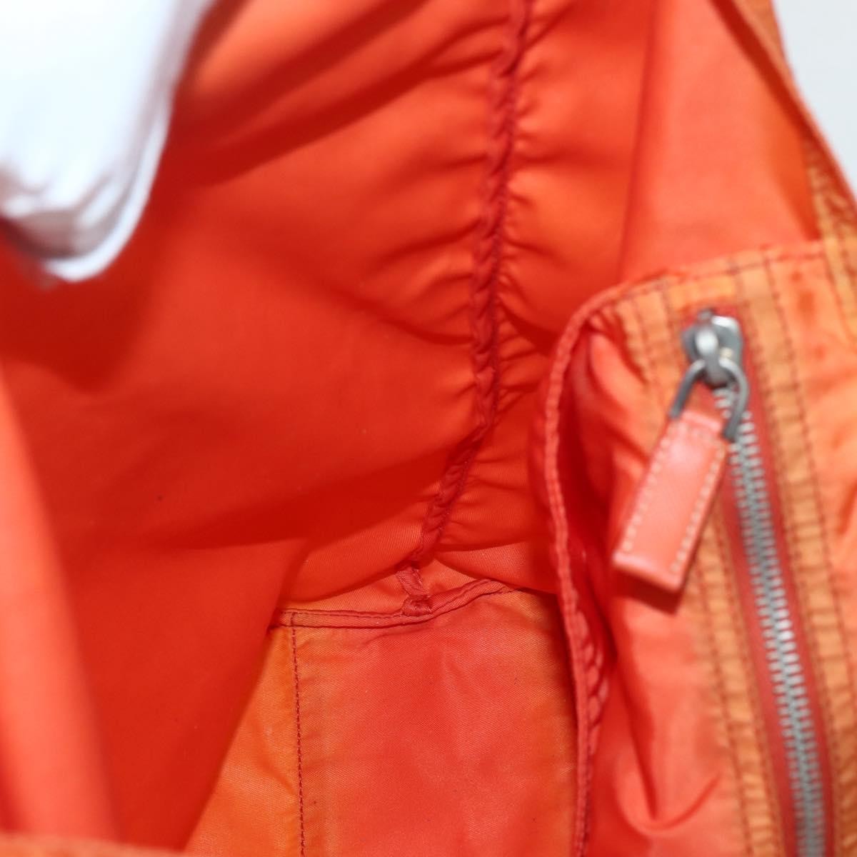 Prada PRADA Tote Bag Nylon Orange Silver Authentic 142868