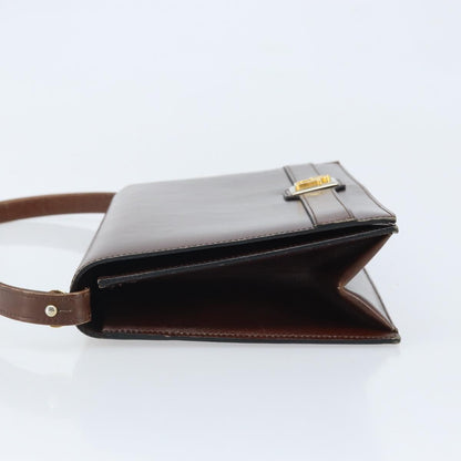 Dior Christian Dior Shoulder Bag Leather Brown Gold Authentic mr2273