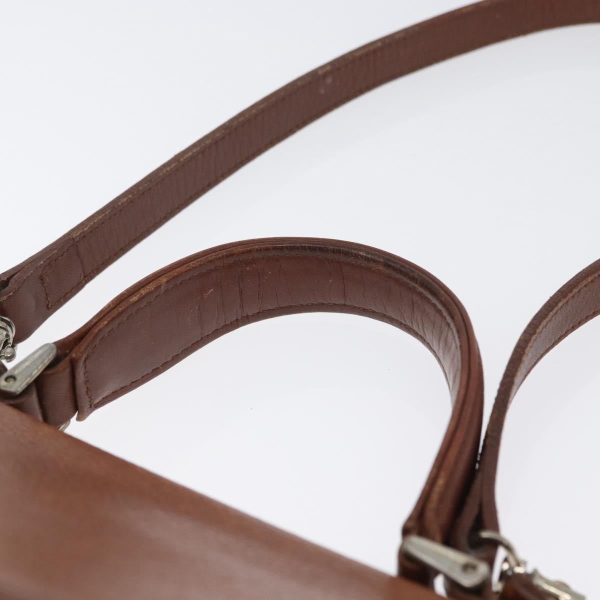 Burberrys Burberrys Nova Check Hand Bag Leather 2way Brown Gold Authentic bs33202
