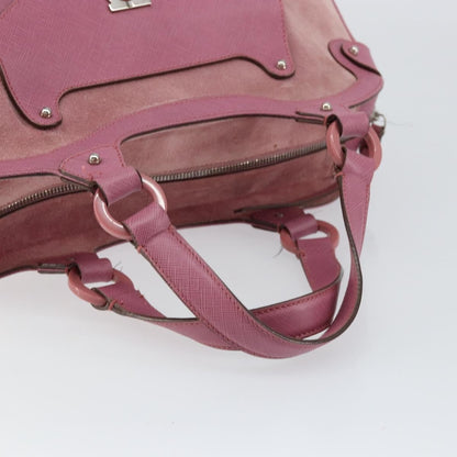 Salvatore Ferragamo Salvatore Ferragamo Gancini Hand Bag Suede Leather Pink Silver Authentic bs30801