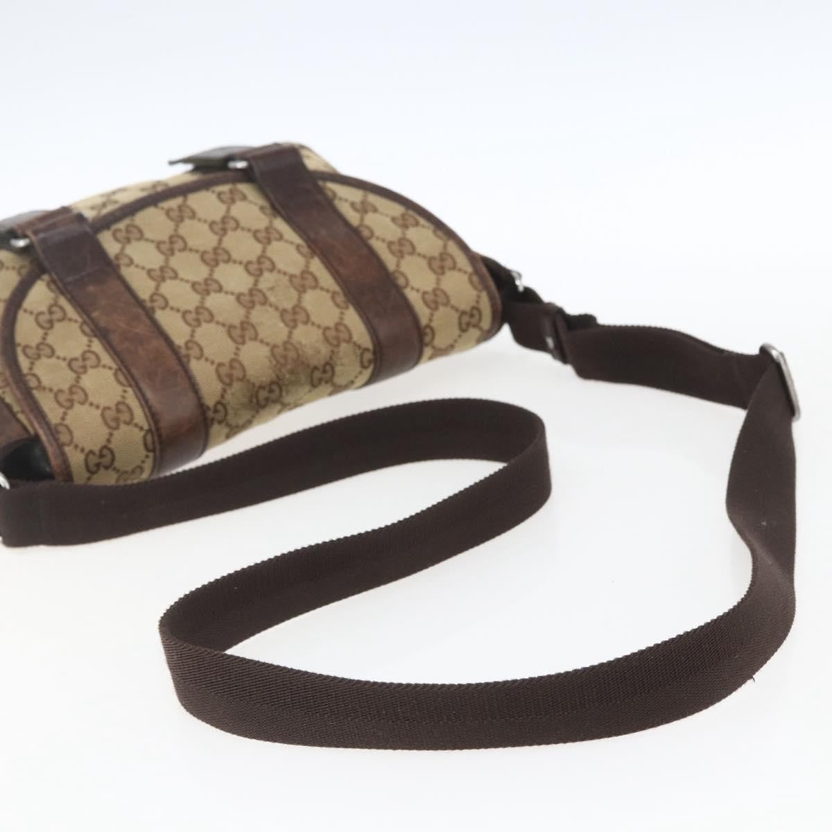 Gucci GUCCI GG Canvas Web Sherry Line Shoulder Bag Red Silver beige 145858 Authentic 166768