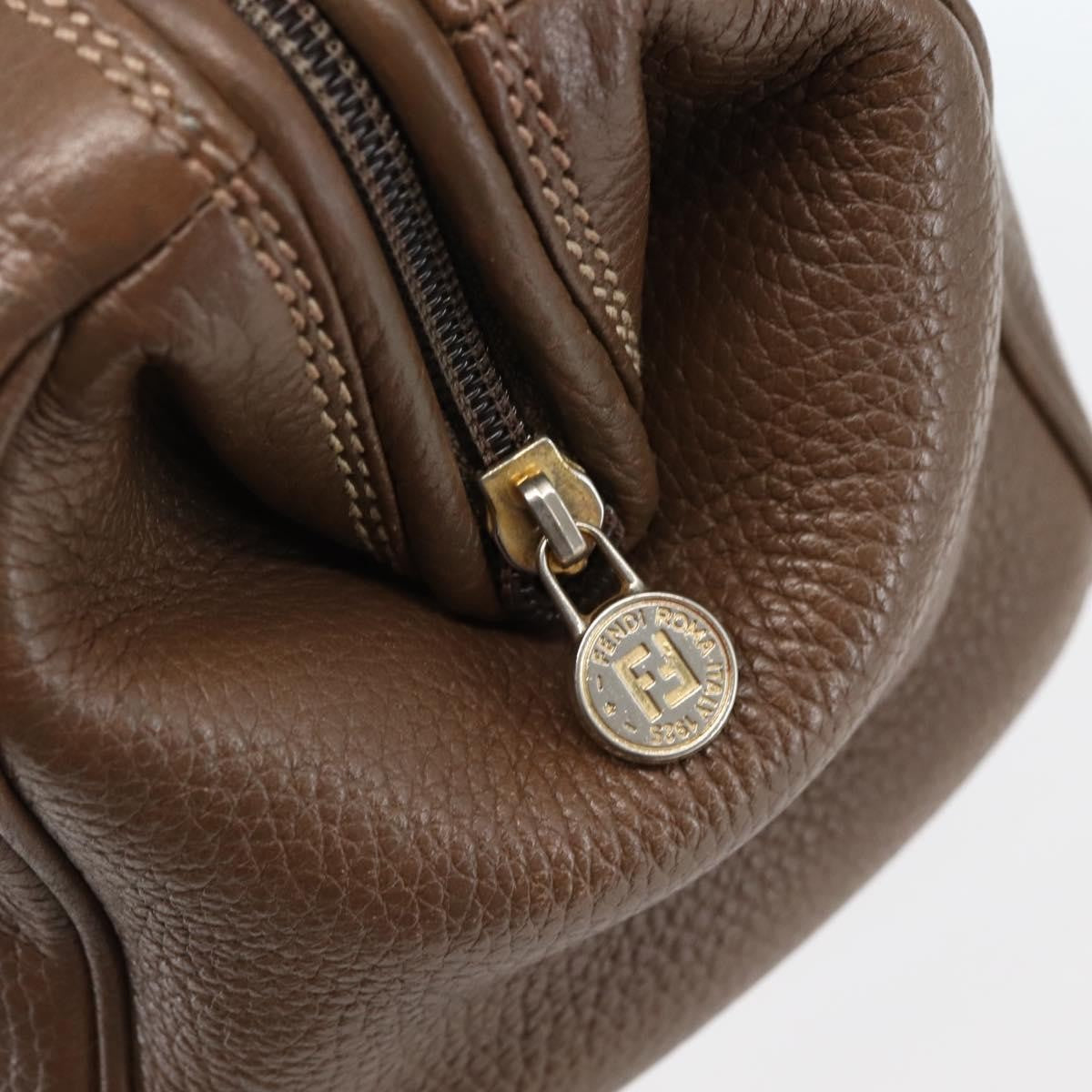 Fendi FENDI Hand Bag Leather Brown Gold Authentic kk558