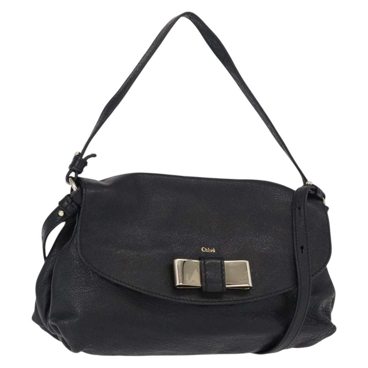 Chloé Chloé Chloe Lily Hand Bag Leather 2way Black Gold Authentic BA8650