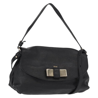 Chloé Chloé Chloe Lily Hand Bag Leather 2way Black Gold Authentic BA8650