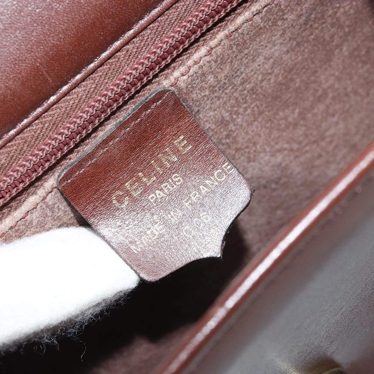 Celine CELINE Shoulder Bag Leather Brown Gold Authentic YKZ128