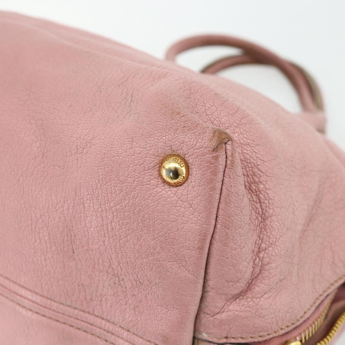 Miu Miu Miu Miu Hand Bag Leather Pink Gold Authentic 180081