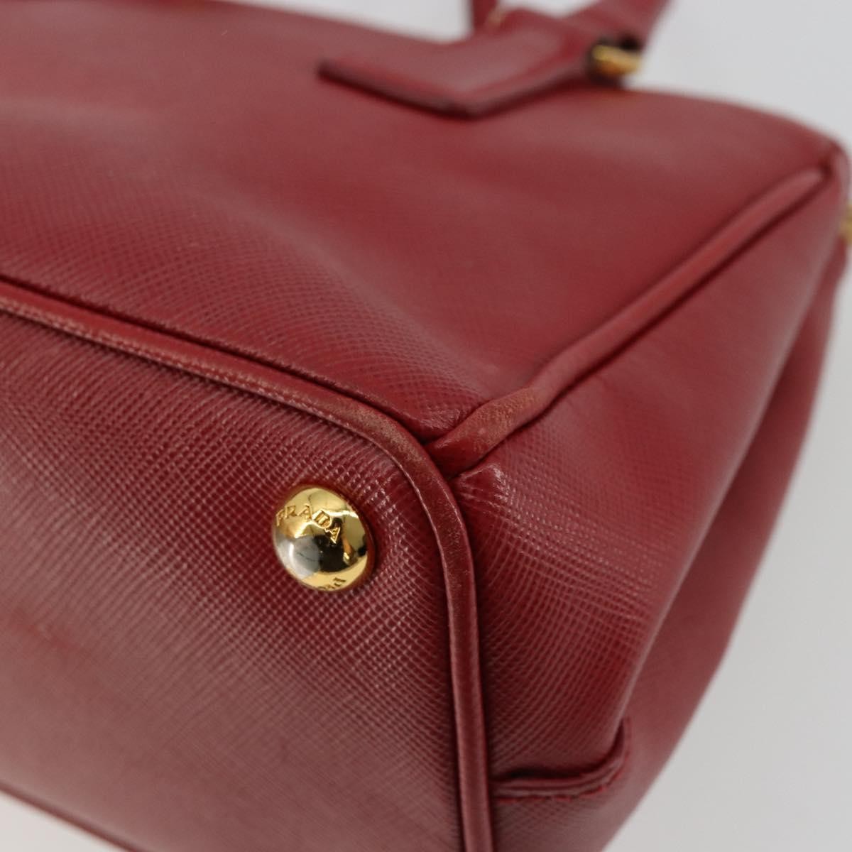 Prada PRADA Hand Bag Safiano leather 2way Red Gold Authentic 179933