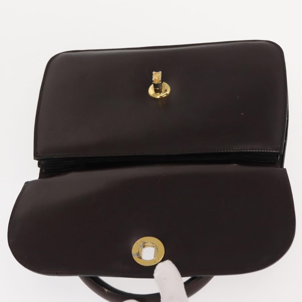 Celine CELINE Hand Bag Leather Brown Gold Authentic fm4934