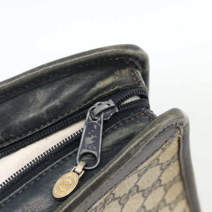 Gucci GUCCI GG Supreme Sherry Line Hand Bag PVC Navy Gold 010 378 Authentic BAZ548