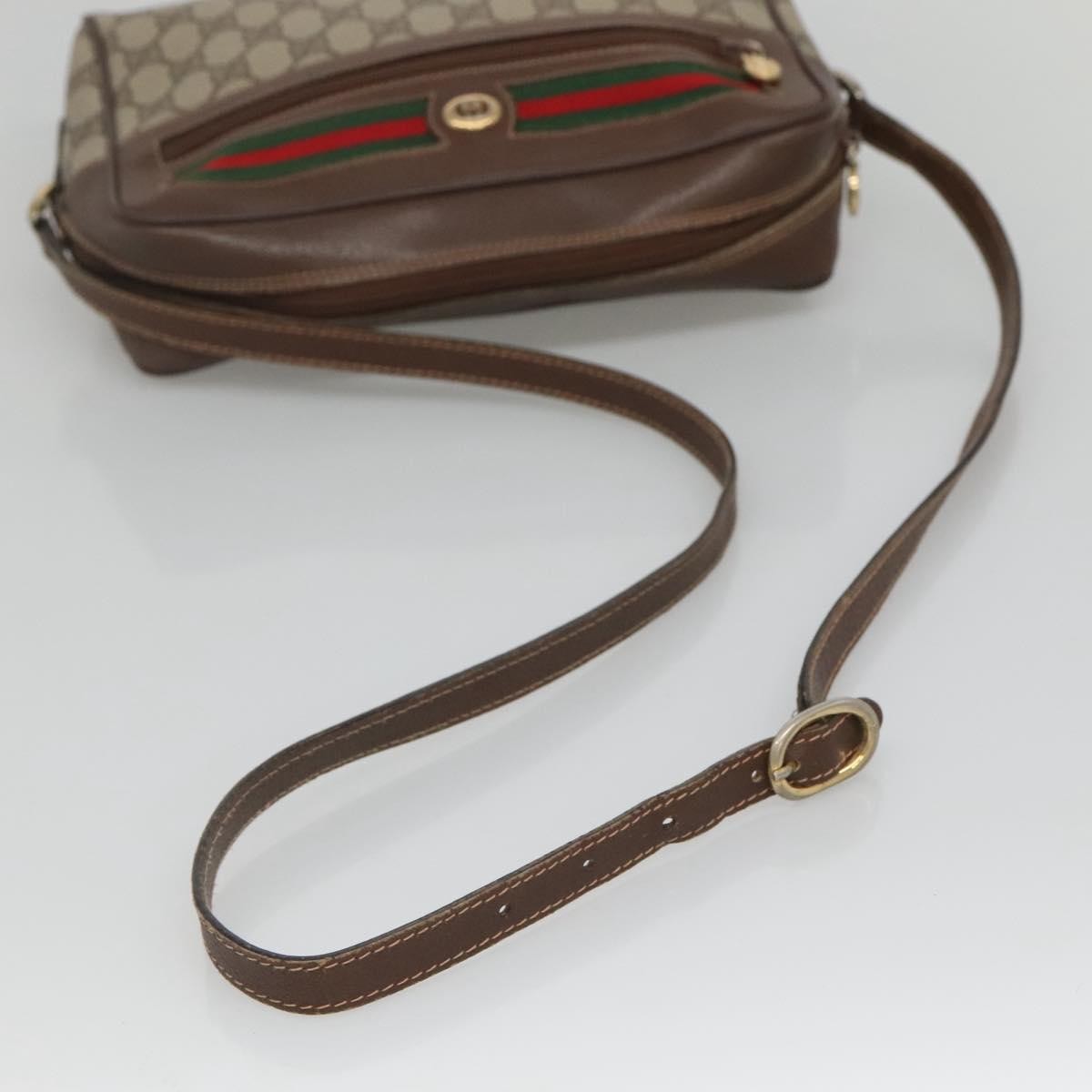 Gucci GUCCI GG Supreme Web Sherry Line Bag PVC Beige Gold Red 56 02 088 Authentic BA2392