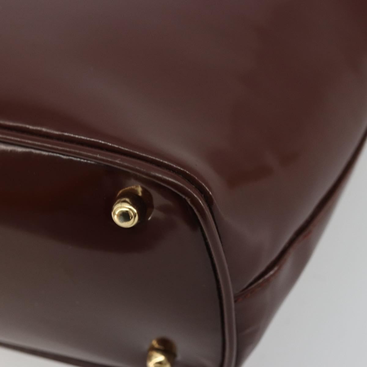 Gucci GUCCI Bamboo Hand Bag Patent leather Brown Gold 000 781 0295 Authentic 175307
