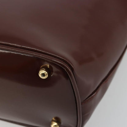 Gucci GUCCI Bamboo Hand Bag Patent leather Brown Gold 000 781 0295 Authentic 175307