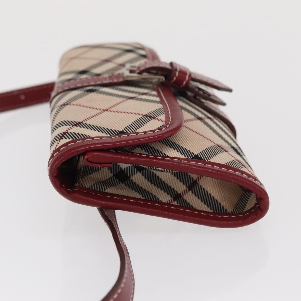 Burberry BURBERRY Nova Check Blue Label Waist Bag Canvas 2way Beige Silver Authentic 169117
